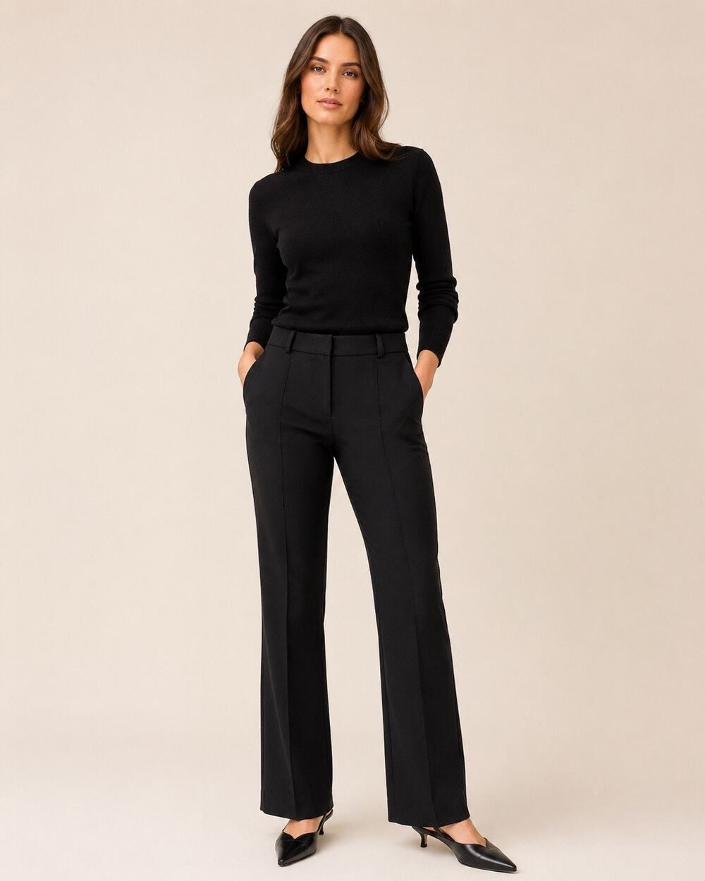 Quiet Luxury Minimalist Pintuck Seam Tailored Black Trousers Tory Burch Size 4